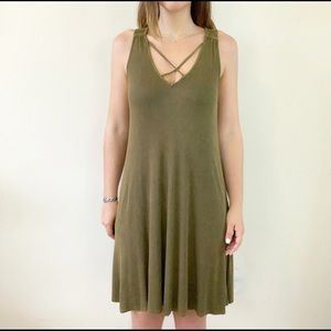 'Loungin' Acid Wash Criss Cross V Neck Dress